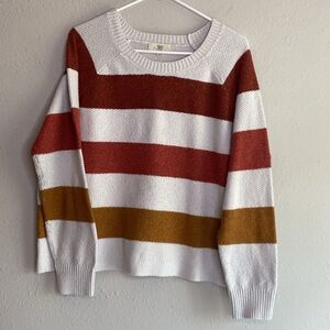 Pinque Cream & Brown Stripped Women's Sweater. Size 1X